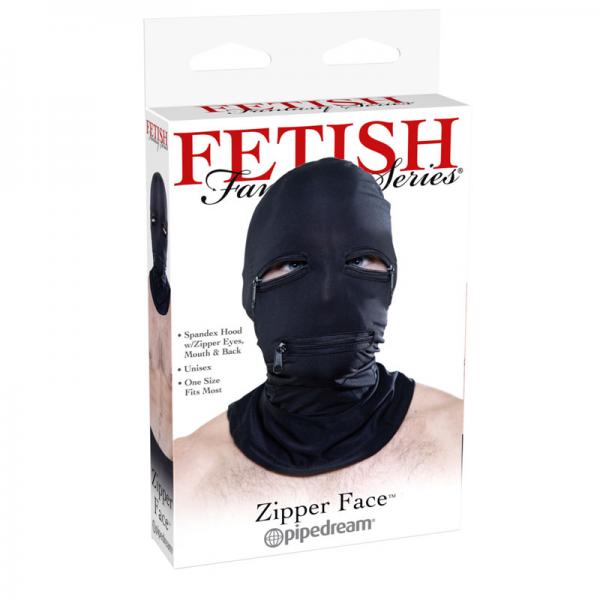 Black Zipper Face Hood O/S