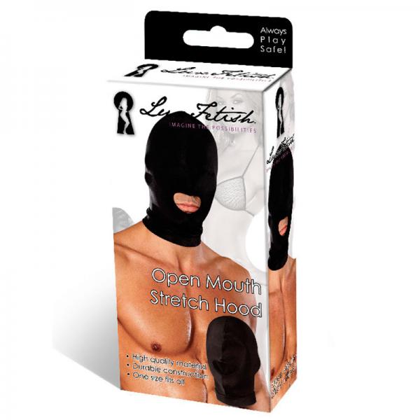 Fetish Open Mouth Stretch Hood Black O/S