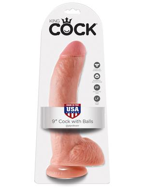 King Cock 9 inches Cock with Balls Beige